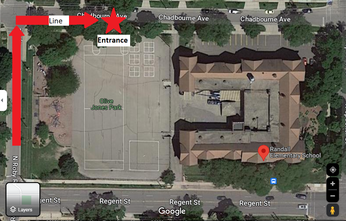 Map of parking at Randall Elementary